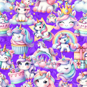 Kawaii Rainbow Unicorns - Woven Cotton