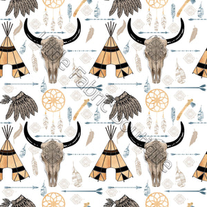 Ongoing | Pre-Order | Aztec Longhorns and Teepees White