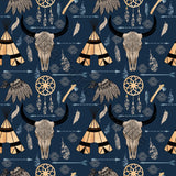 Ongoing | Pre-Order | Aztec Longhorns and Teepees Navy