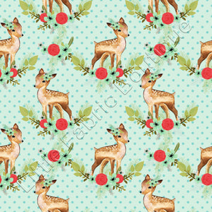 Ongoing | Pre-Order | Floral Deers on Polka Dot Aqua